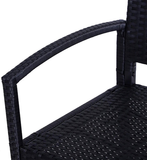 Tuinbank-Rattan Buitenkant-Steel Frame-2 Zitters-Zwart-122 x 60 x 85 cm