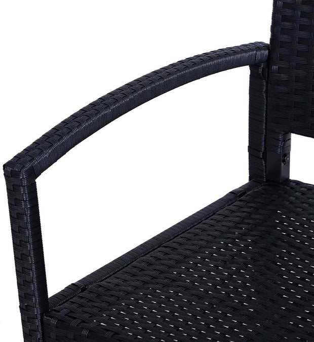 Tuinbank - Rattan - Stalen Frame - 2-Zits - Zwart - 122 x 60 x 85 cm