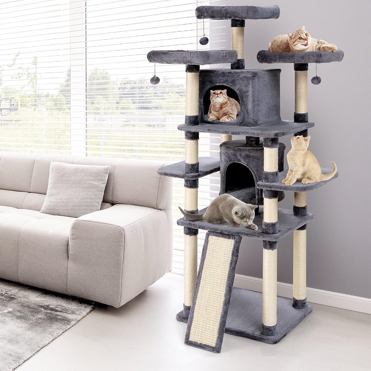 Krabpaal Kat – Krabmeubel – Klimpaal – Kattenboom – Speelpaal – 170 cm Hoog – Stevige Basis Met Sisal