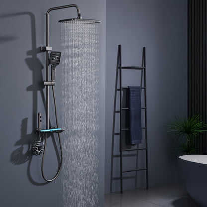 Badkraanset – Douchekraan – Mengkraan – Wandkraan – Regendouche – Modern Vierkant Design – Zonder Temperatuurregeling – Eenvoudige Wandmontage
