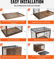 Hondenbench – Comfortabele Bench voor Honden – Stijlvol Hondenhok & Meubel in Eén – Binnenkennel voor Kleine en Middelgrote Honden – 82,5x55,6x64 cm – Hondenhok Binnen