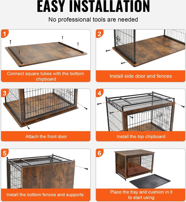 Hondenbench – Comfortabele Bench voor Honden – Stijlvol Hondenhok & Meubel in Eén – Binnenkennel voor Kleine en Middelgrote Honden – 82,5x55,6x64 cm – Hondenhok Binnen