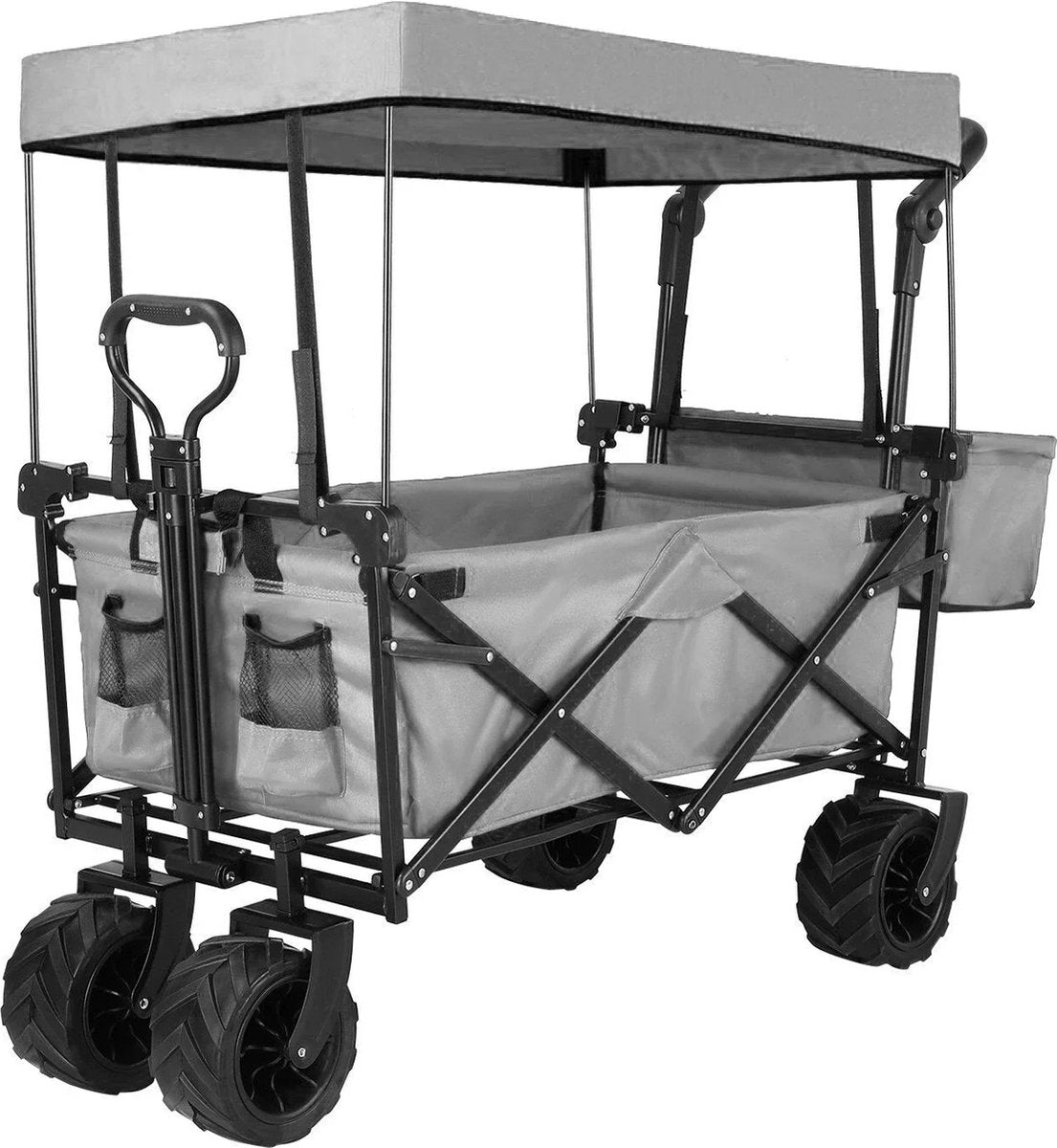 Veelzijdige Bolderkar-Camouflage- Off Road Wielen- 115 kg capaciteit- Afneembaar Luifel- Opvouwbare Tuinwagon, Duw- en Trekkar- Vissers, Picknick - Strand- Boodschappen- Verhuizen- Sport - Hobby- Markt- Beurs- Fotografie - Ultieme Transport Oplossing