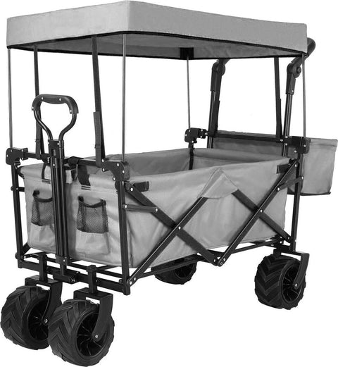 Veelzijdige Bolderkar-Camouflage- Off Road Wielen- 115 kg capaciteit- Afneembaar Luifel- Opvouwbare Tuinwagon, Duw- en Trekkar- Vissers, Picknick - Strand- Boodschappen- Verhuizen- Sport - Hobby- Markt- Beurs- Fotografie - Ultieme Transport Oplossing