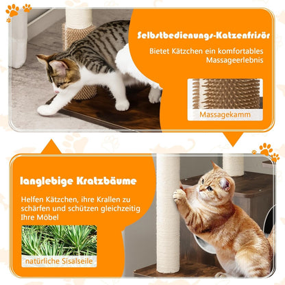 Krabpaal – Kattenboom – Kattenhuis – Kattenmeubel – Krabmeubel – 179 cm Hoog – Pluche Ligplek & Sisal Krabpalen