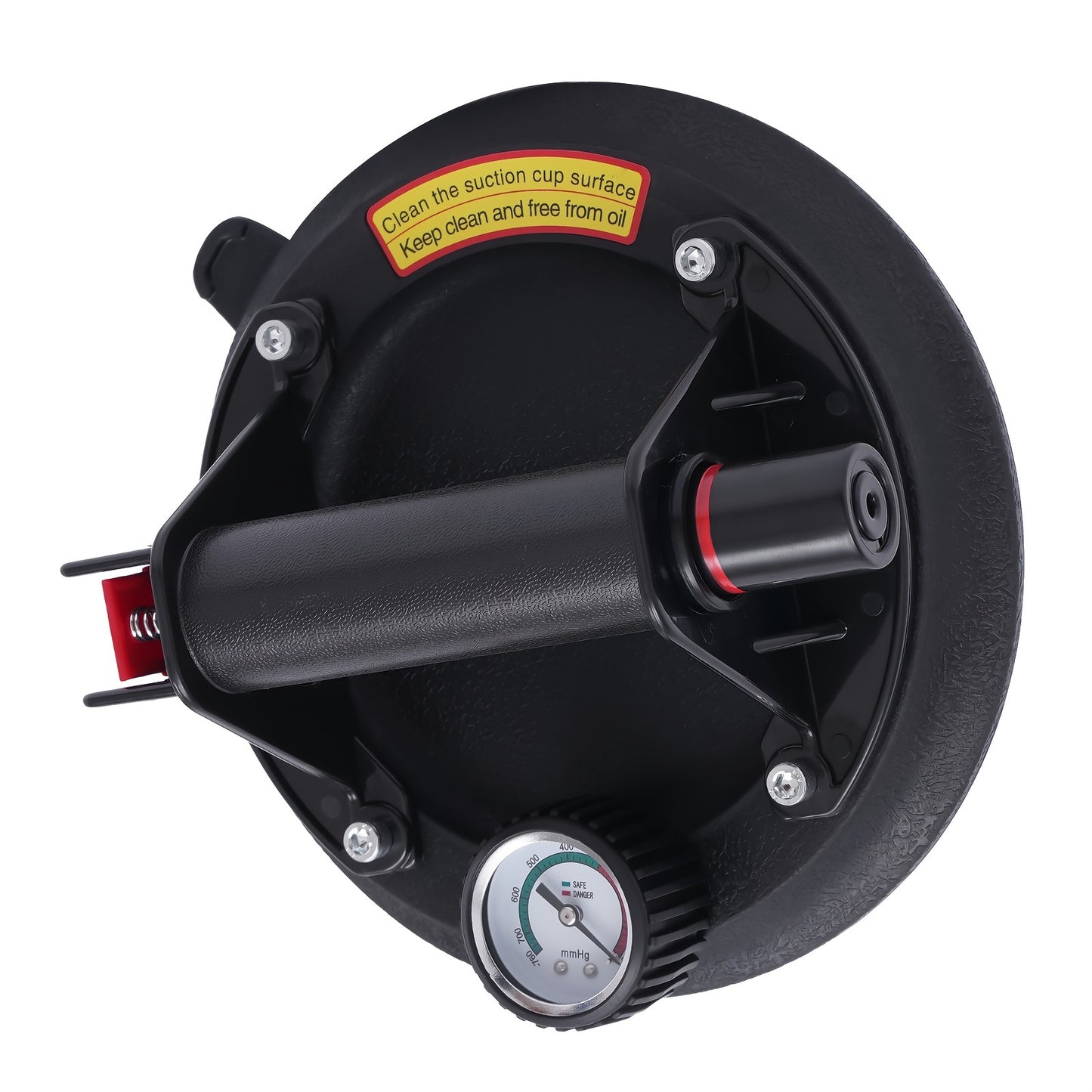 Zuignap – Vacuümzuiger – Hefzuiger – Hulpzuiger – Zuighandel – Zuigkracht 179 kg – Druksensor Met Kleurindicatie – Inclusief Draagkoffer – Rubber Zuigbasis 20 cm – Anti-Slip ABS Handgreep