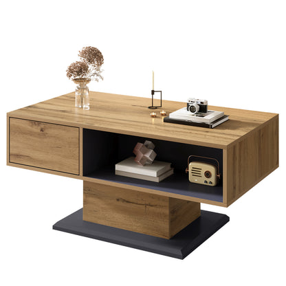 Modern Coffee Table with Double-Sided Storage | Features Large Shelf and Additional Internal Compartment, Contemporary Style, Metal Construction