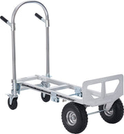 Steekwagen - Opvouwbaar - 2-in-1 - Corrosiebestendig en Roestbestendig - 360° - 318/454 kg - Remwielen Staan - voor Laad- en Transporttaken Binnen en Buiten - Zilver