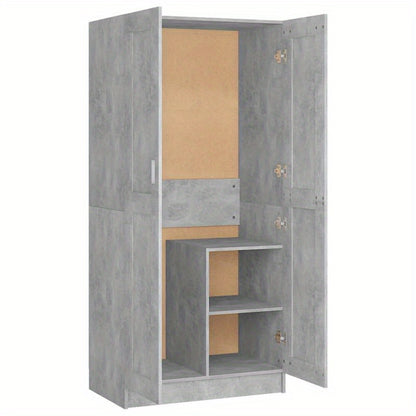 Kast – Kledingkast – Opbergkast – Bergkast – Garderobekast – Beton-grijs – Behandeld Hout – 82,5x51,5x180 cm – Vrijstaand – Weerbestendig