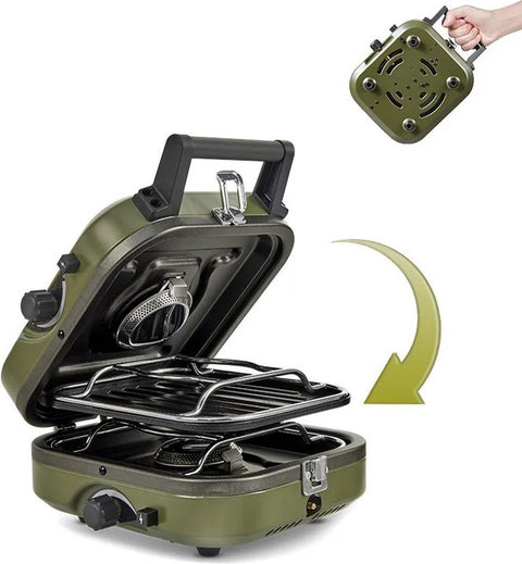 Mini Kampeerfornuis Opvouwbaar - Opvouwbaar Camping Kookstel - Kampeer Kookstel - Campingfornuis - Blauw - Met Koffer - 2000W