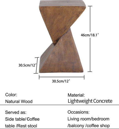 Moderne Beton Bijzettafel met Natuurlijke Houtafwerking – Geometrische Accenttafel voor Binnen en Buiten – Multifunctioneel Nachtkastje