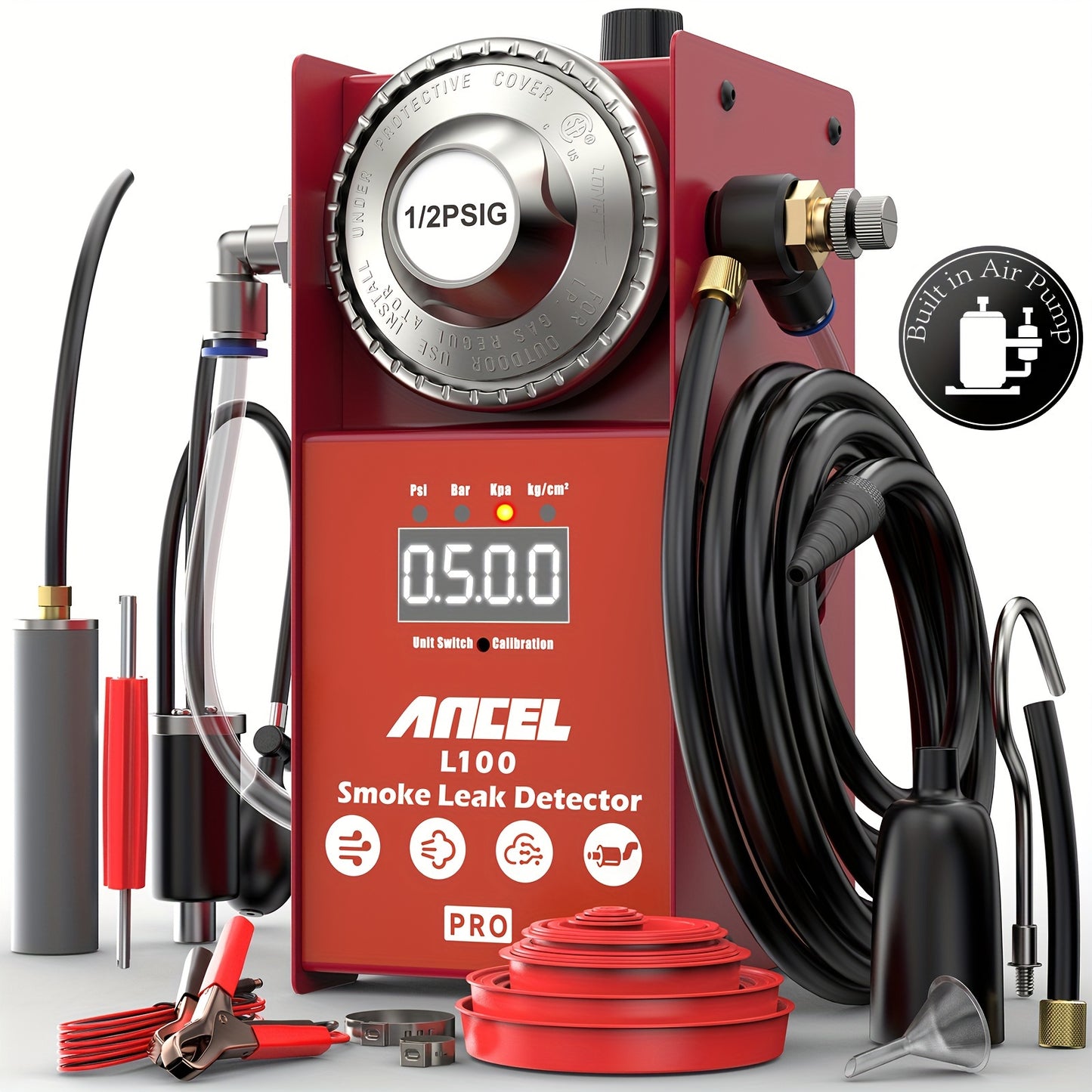 Rookmachine Auto – Rooktester – Lekdetectie Apparaat – Lekkage Opsporer – EVAP Leak Detector – Ingebouwde Luchtcompressor – Digitale Rookstroommeter
