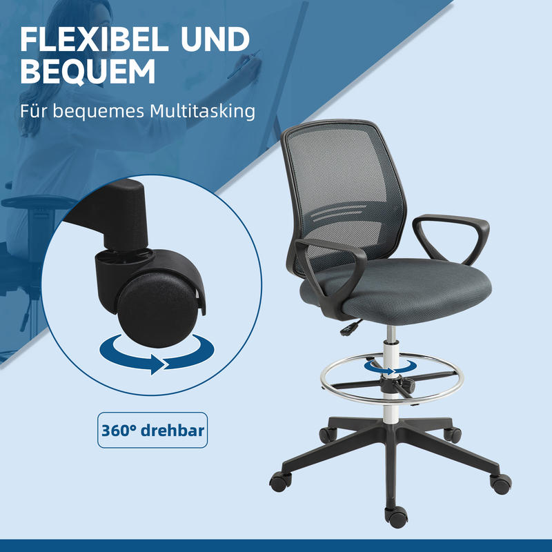 Ergonomische Bureaustoel – Kantoorstoel – Werkstoel – Bureaustoel Met Lendensteun – Draaistoel – Verstelbare Zithoogte – Ademend Mesh Met Voetensteun