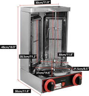 Kebab/Döner Grill - BBQ - Roestvrijstaal - 360° Roterend - 3000W - Barbecues - 2 Branders