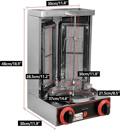 Kebab/Döner Grill - BBQ - Roestvrijstaal - 360° Roterend - 3000W - Barbecues - 2 Branders