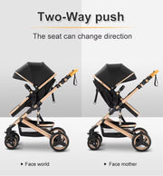 Luxe Kinderwagen - Luxe Kinderkoets - Luxe Babywagen - Luxe Baby Koets - Baby Koets - Kinderwagen - Babywagen - Kinderkoets - Inklapbaar - 3 In 1 - 9KG - Khaki Bruin