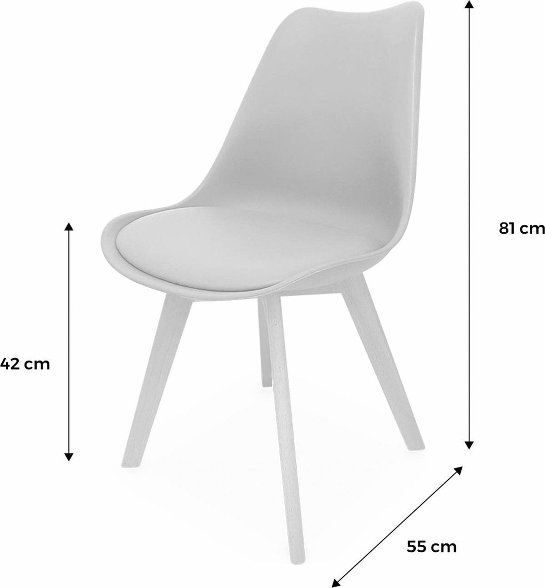 Kuipstoelen - set van 4 met houten poten - Sponskussen woonkamerstoel