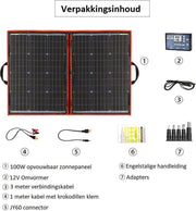 Complete 100W Foldable Solar Panel Set - Monocrystalline Solar Panel - 12V - Daylight Panel - Camper Solar Panel - With Inverter