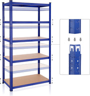 Zware Metalen Magazijnstelling - 200x100x50 cm - Draagvermogen 875KG - 5-Laags Verstelbare Opslagrek - Blauw