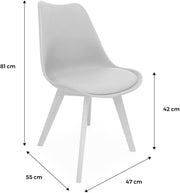 Set van 6 eetkamerstoelen, nils, 42x55x81cm Nordic - Middeleeuwse Eetkamerstoelen Pu Gewatteerde Stoel