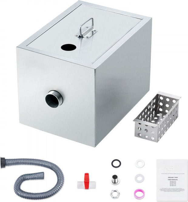 Grease Separator - Stainless Steel Heavy Duty Commercial Kitchen Grease Trap - Ideal for Restaurants - Food Waste Filter