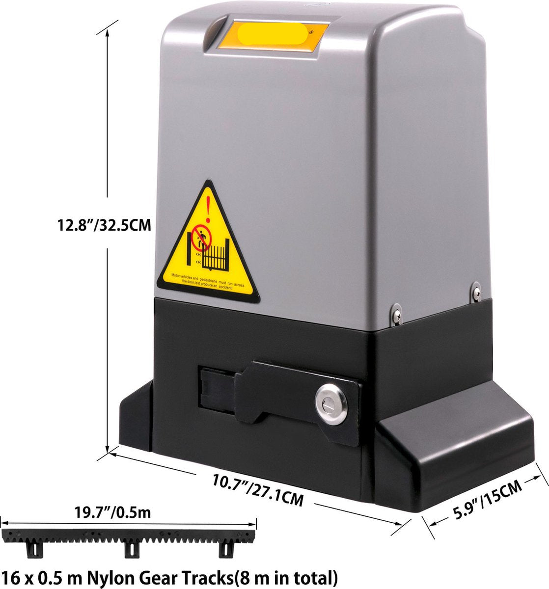 Schuifpoortopener - 1800 kg Draagvermogen - 8m Tandwielspoor - met 4 Afstandsbedieningen - Stofdicht en Corrosie - en Roestbestendig Behuizing - APP-Bediening - met Waterdicht - ObstakeldetecTietechnologie