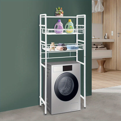 3-Tier Iron Laundry Room Storage and Organizer Standing Shelf | White, Multipurpose Use, GDRASUYA10 Brand, Floor Mounted, Utility Racks