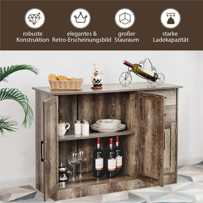 Houten Dressoir – Sideboard – Buffetkast – Opbergkast – Woonkamerkast – Industrieel Design – 110 x 40 x 78 cm – Verstelbare Plank & 2 Lades