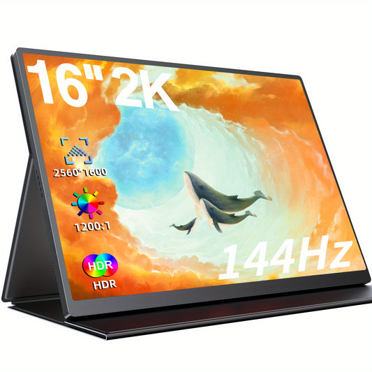 Gaming Monitor – Gaming Scherm – Portable Monitor – Extern Scherm – Laptop Scherm – 16 Inch 2K QHD – 144Hz FreeSync – Matte IPS Scherm met VESA Montage