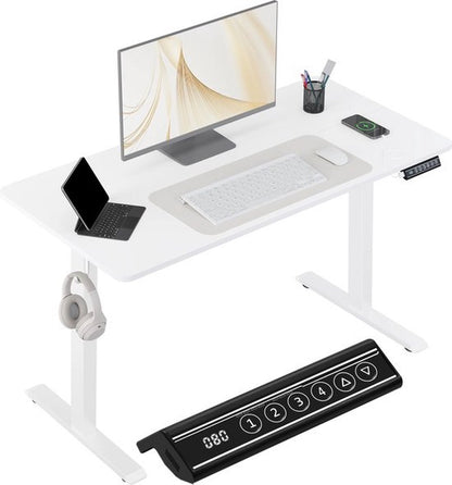 Bureau - Wit - 100x60cm - Sta Bureau - Elektrisch Bureau - Verstelbaar - Thuiskantoor - Studeren (Copy)