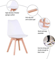 Set of 6 Dining Chairs - Upholstered Chairs with Beech Legs - Stylish Office Chairs for Dining Room, Bedroom, Balcony or Restaurant - Black