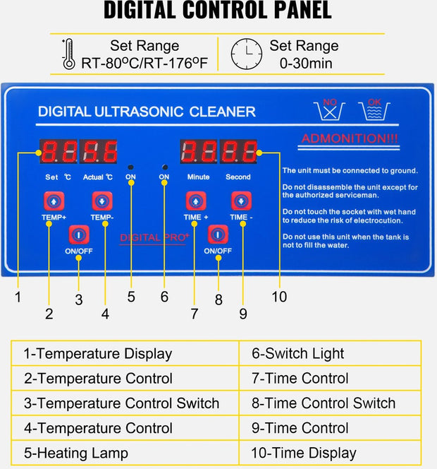 Ultrasoon Reiniger 5.8-6L – Roestvrij Staal – Professioneel Ultrasoon Reinigingsapparaat - met Digitale Verwarmingstimer – Voor Sieraden en Brillen