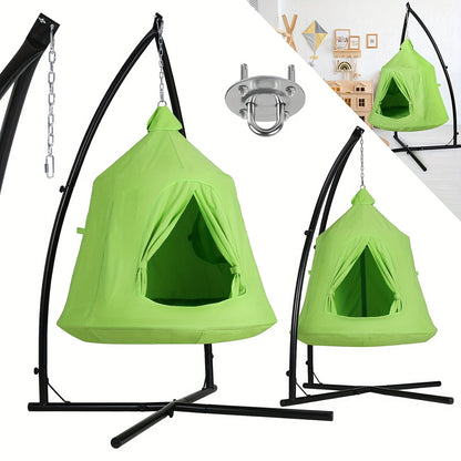 Hangmat voor Katten en Honden – Hangende Tent – Hangstoel – Speeltent – Camping Hangmat – 600D Oxford Waterafstotend – Opblaasbaar Kussen 150kg Draagvermogen – Groen