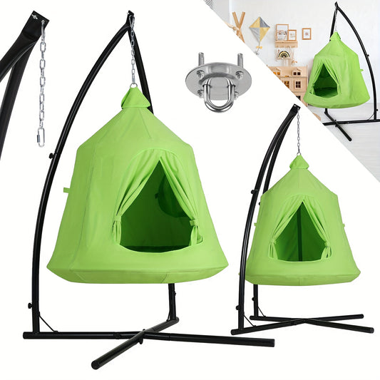 Hangmat voor Katten en Honden – Hangende Tent – Hangstoel – Speeltent – Camping Hangmat – 600D Oxford Waterafstotend – Opblaasbaar Kussen 150kg Draagvermogen – Groen