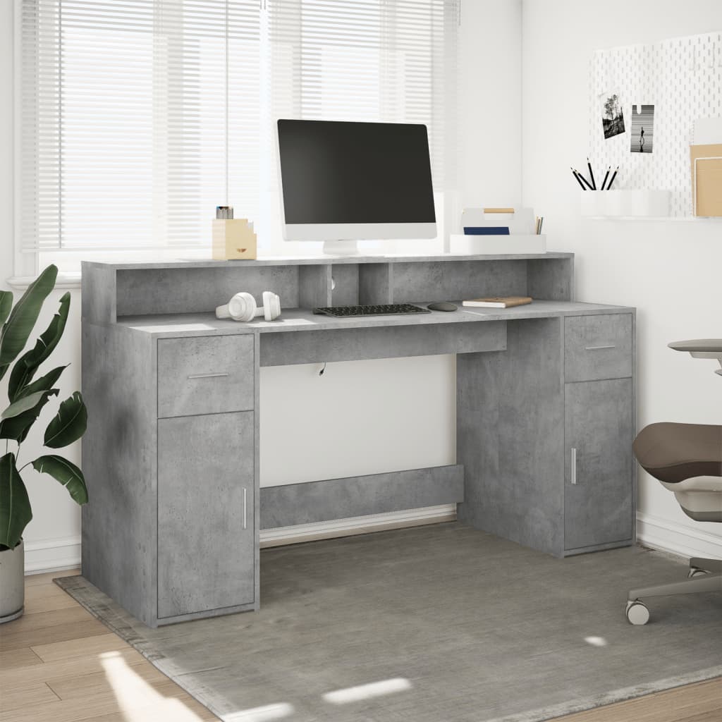 Laptoptablet – Bureau – Werkplek Meubel – Laptoptafel – Bureau Met Opbergruimte – RGB LED Verlichting – 160x55x91 cm – Duurzaam, Vochtbestendig Hout