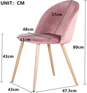Eetkamerstoel - Set van 4 - Fluweel eetkamerstoel - Stoel - Eettafel stoel - 4 stuks - Houten poot - Roze