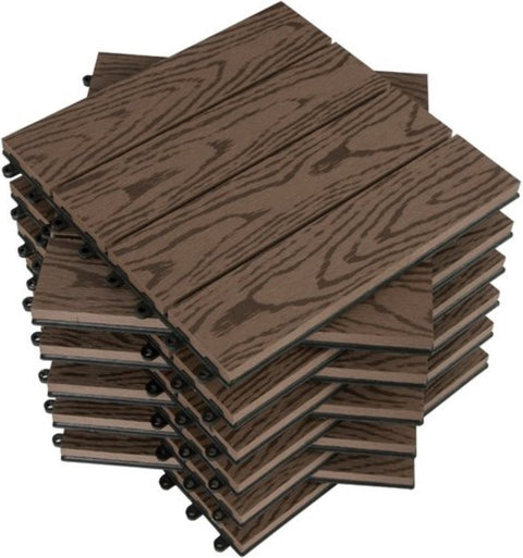 Patio Tuintegels - Kliksysteem - Donkerbruin - 30x30x2 cm