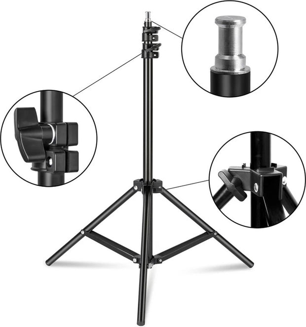 Fotostudio Softbox Verlichtingskit met Achtergrondframe - Achtergrondsysteem - Studio Fotografie - Inclusief 3 Achtergronden, Statief, Reflectorbord en 4 Paraplu's - Complete Set