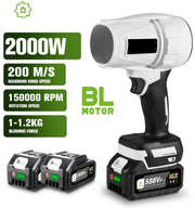 Elektrische Turbo Blower - Jet Fan - Inclusief 2 Accu's! - 200 M/S Luchtsnelheid - Handheld Luchtblazer - Krachtige Blaasfunctie - Compatibel Met Makita 18V - 2000W - Meerdere Opzetstukken Voor Diverse Toepassingen - Hoog Vermogen - Wit