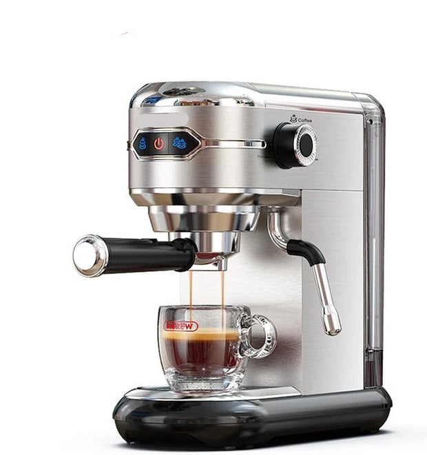 Espresso Machine - Espresso Machine - Verse Espresso, Cappuccino Of Koffie - 19 Bar - Semi- Automatisch - Zowel Hete Als Koude Bereidingen - Slank Model - 1,1 Liter Water Reservoir - Incl Stamper, Melk opschuim kan En Rubber Mat - Ex Koffiemolen