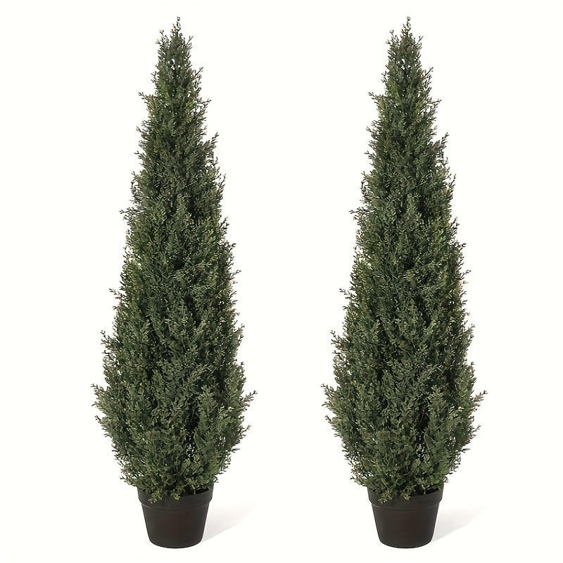 Kunstcipres – Kunstplanten – Nepbomen – Kunstbomen – Kunstcipres bomen – 120 cm Hoog – UV Bestendig – Set Van 2 – Onderhoudsvrij