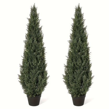 Kunstcipres – Kunstplanten – Nepbomen – Kunstbomen – Kunstcipres bomen – 120 cm Hoog – UV Bestendig – Set Van 2 – Onderhoudsvrij