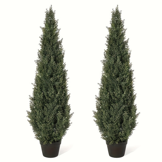Kunstcipres – Kunstplanten – Nepbomen – Kunstbomen – Kunstcipres bomen – 120 cm Hoog – UV Bestendig – Set Van 2 – Onderhoudsvrij