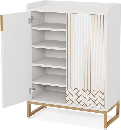 Praktisch Schoenenrek - Schoenenrek met 6 Niveaus - Schoenenkast - Schoenenrek Metaal Modern - Metaal - 73 x 35 x 105 cm - Wit