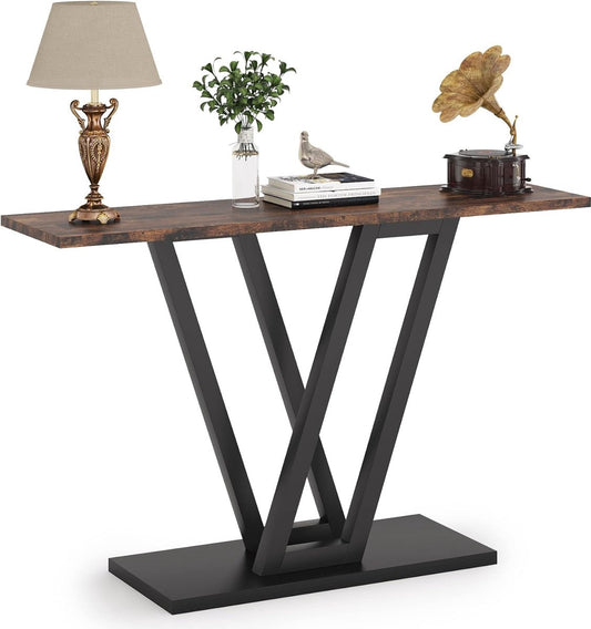 Console Tafel - Dressoirtafel - Industrieel - Bijzettafel - Hout en Metaal - Zwart en Bruin - 30 x 110 x 80 cm