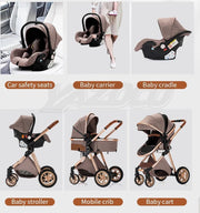 Luxe Kinderwagen - Luxe Kinderkoets - Luxe Babywagen - Luxe Baby Koets - Baby Koets - Kinderwagen - Babywagen - Kinderkoets - Inklapbaar - 3 In 1 - 9KG - Roze