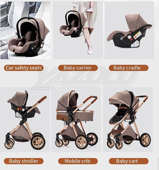 Luxe Kinderwagen - Luxe Kinderkoets - Luxe Babywagen - Luxe Baby Koets - Baby Koets - Kinderwagen - Babywagen - Kinderkoets - Inklapbaar - 3 In 1 - 9KG - Roze