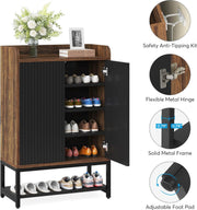 Praktisch Schoenenrek - Schoenenrek met 5 Niveaus - Schoenenkast - Schoenenrek Metaal Modern - Hout - 75 x 35 x 105 cm - Bruin