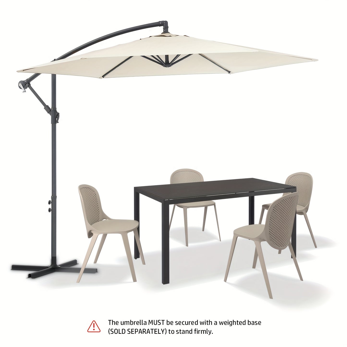 3x2m Cantilever Parasol with Cross Base - Heavy-Duty Outdoor Patio Umbrella, Manual Crank Handle, 6-Rib Stability, Adjustable Height & Tilt, Beige Canopy for Pool, Garden, Balcony, Commercial/Residential Use - Easy Installati