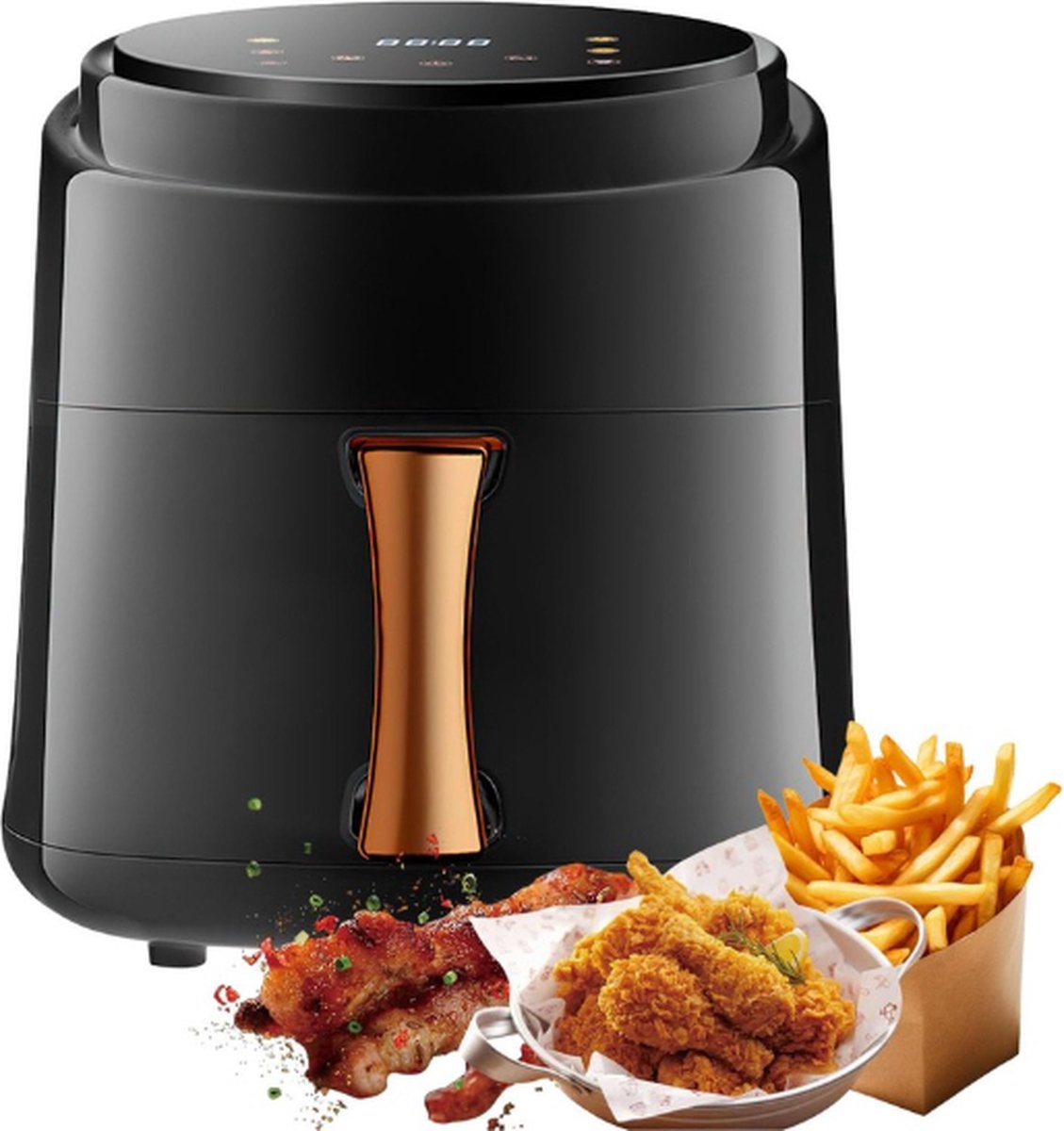 Airfryer - Grote Capaciteit - Inhoud 8L - Multifunctionele Friteuse - Heteluchtfriteuse - Temperatuurregeling - 220-240V - Oven - Grill - Defrost Function - Zwart